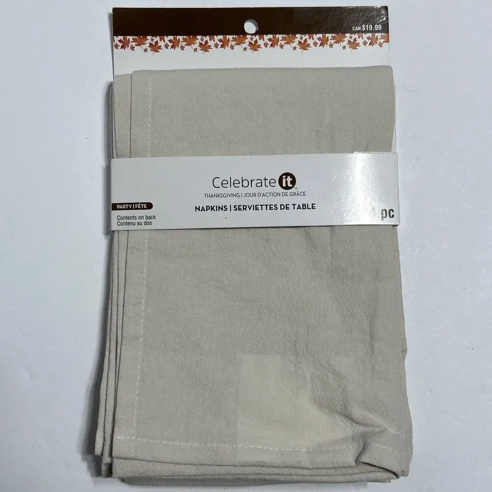 Cotton Blend Cloth Dinner Napkins Neutral Beige Tan Thanksgiving Fall Farmhouse